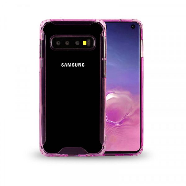 Wholesale Galaxy S10 Clear Armor Hybrid Transparent Case (Purple)